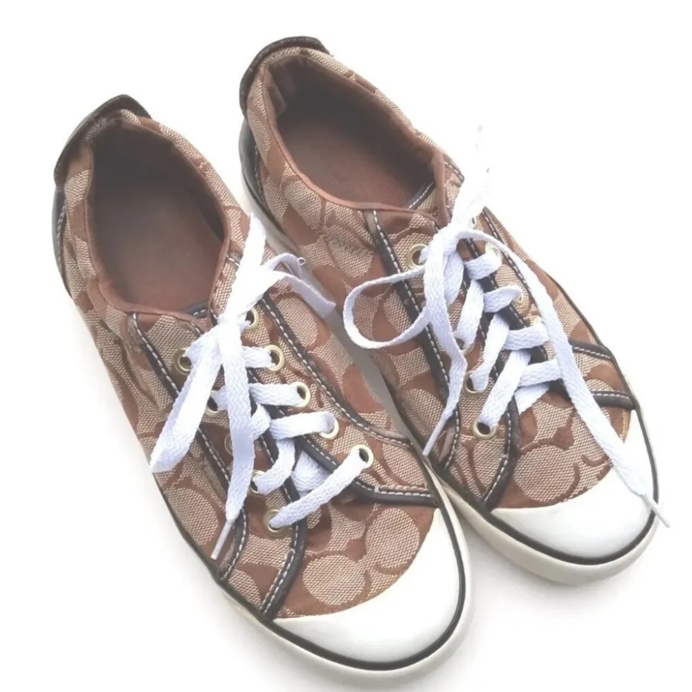 Coach Barrett Signature Leather Khaki Brown/ Tan Sneakers Shoes size 9